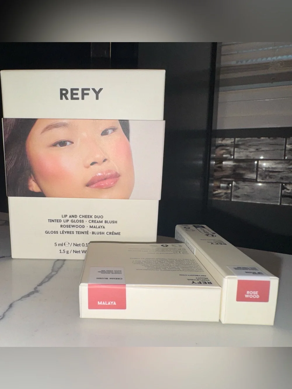 REFY Limited Edition Lip & Cheek Duo | Malaya Blush & Rosewood Lip Gloss | NIB